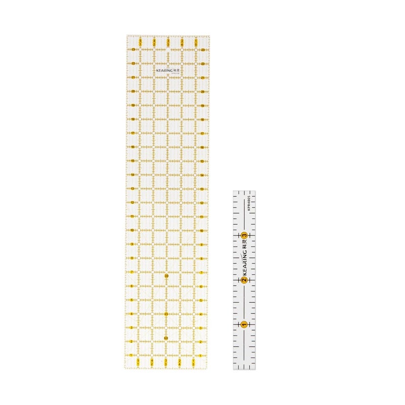 KEARING Quilting Ruler, Non-Slip Acrylic Sewing Ruler for Cutting Fabric, Clear Mini Quilting Ruler Set, 1/2" x 4" and 6" x 24" - Image 1